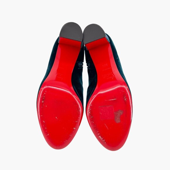 Christian Louboutin Moulamax Teal Velvet Block Heel Ankle Boots Size 38.5 US 8.5 - Picture 13 of 15